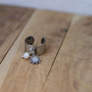 Bague Acier Soleil et Nacre