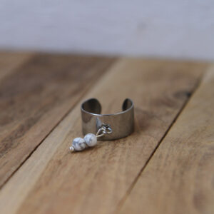 Bague acier et Howlite