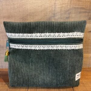 Pochette velours côtelé vert forêt