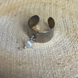 Bague Acier et Perle Nacre