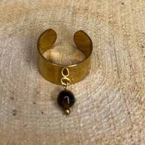 Bague acier doré oeil de tigre