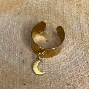 Bague acier doré lune