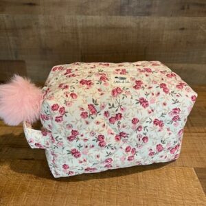 Trousse toilette coton matelassé (roses)