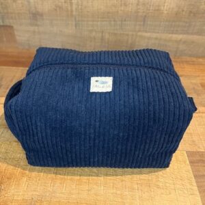 Trousse toilette velours côtelé Bleu